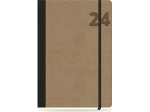 Ημερολόγιο ημερήσιο The Writing Fields Adventure 3070 14x21cm 2024 με λάστιχο flexbook ανάγλυφο εξώφυλλο Camel